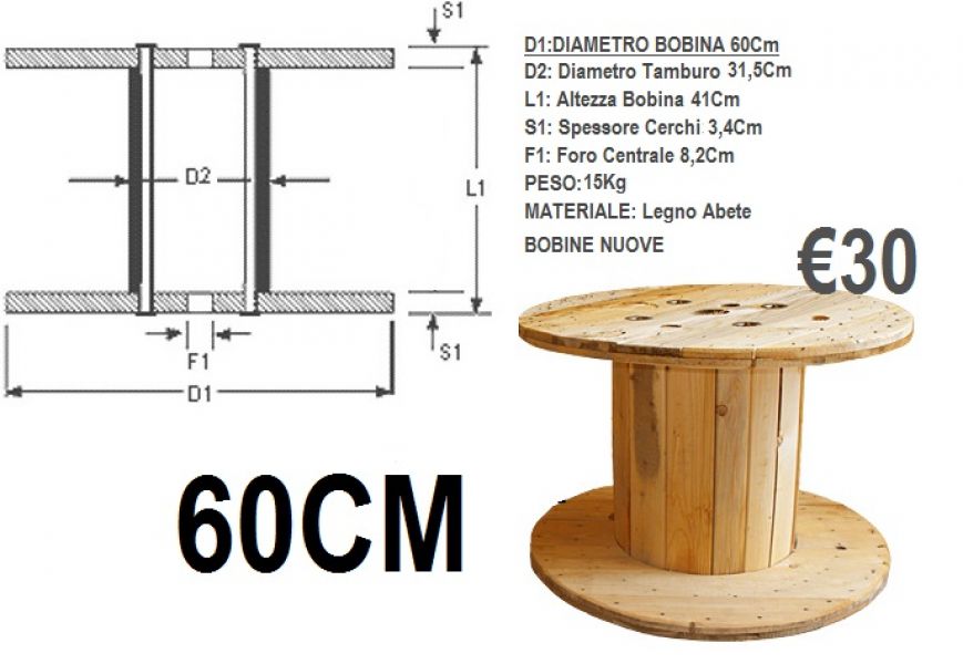 Tavolo bobina in legno