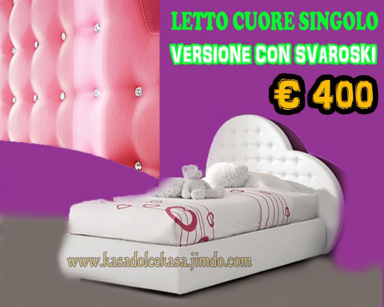 Letto Cuore Contenitore in Ecopelle e Svaroski