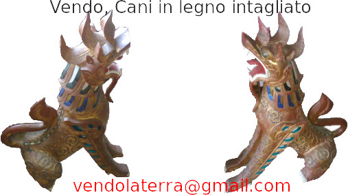 Vendo, Cani in legno intagliato, lavorati con oro zecchino e pietre colorate, acquistati 20 anni fa 