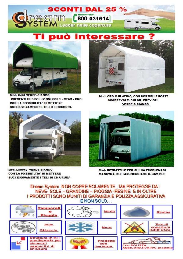 Box coperture per Camper e auto anche coperture antigrandine 