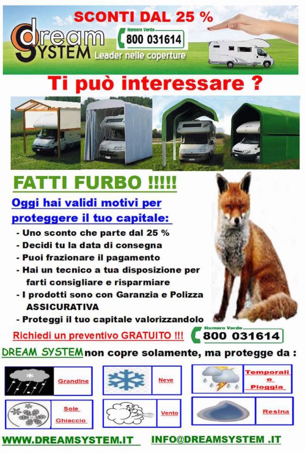 PROMOZIONE Coperture per Camper, auto e autolavaggi