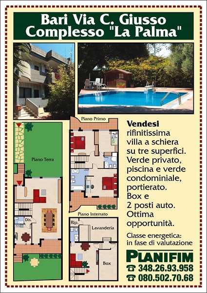 Libera villa a schiera su tre superfici