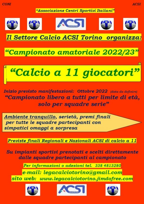 Campionato / Torneo amatoriale di calcio a 7 / 8  da Ottobre 2022