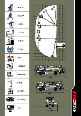 Piattaforma aerea DT 30 metri su veicolo PTT 6ton   